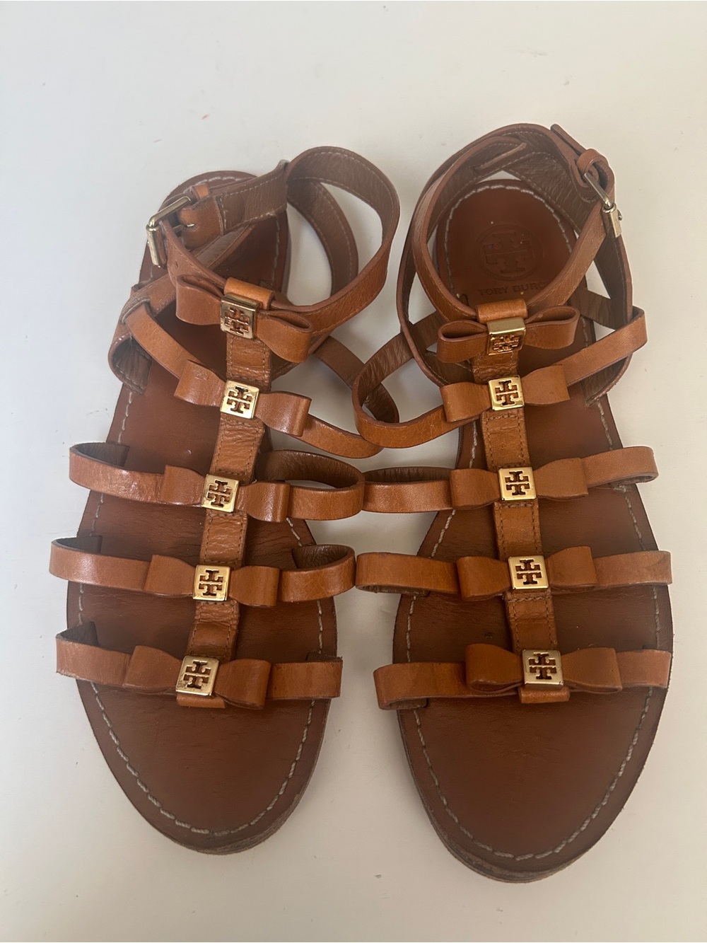 Tory Burch Kira Sandals Womens Size 7 M Leather Buckle Strappy Shoes